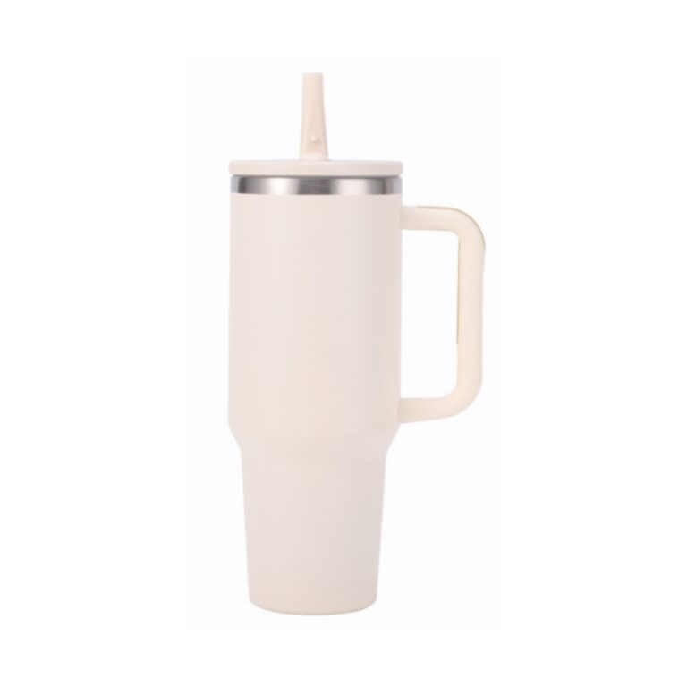 40oz copo de aço inoxidável com palha dobrável
