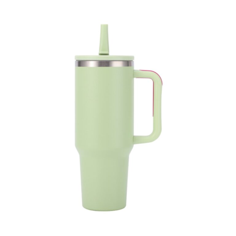 40oz copo de aço inoxidável com palha dobrável