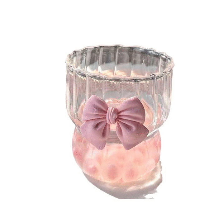 INS style pink bow vertical pattern cup