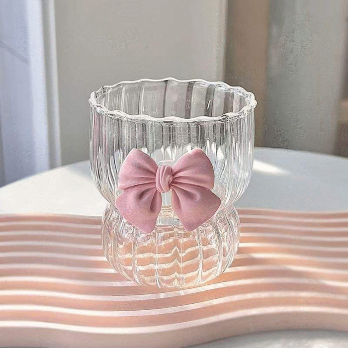 INS style pink bow vertical pattern cup