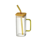 Square colored handle glass cup