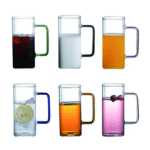Square colored handle glass cup