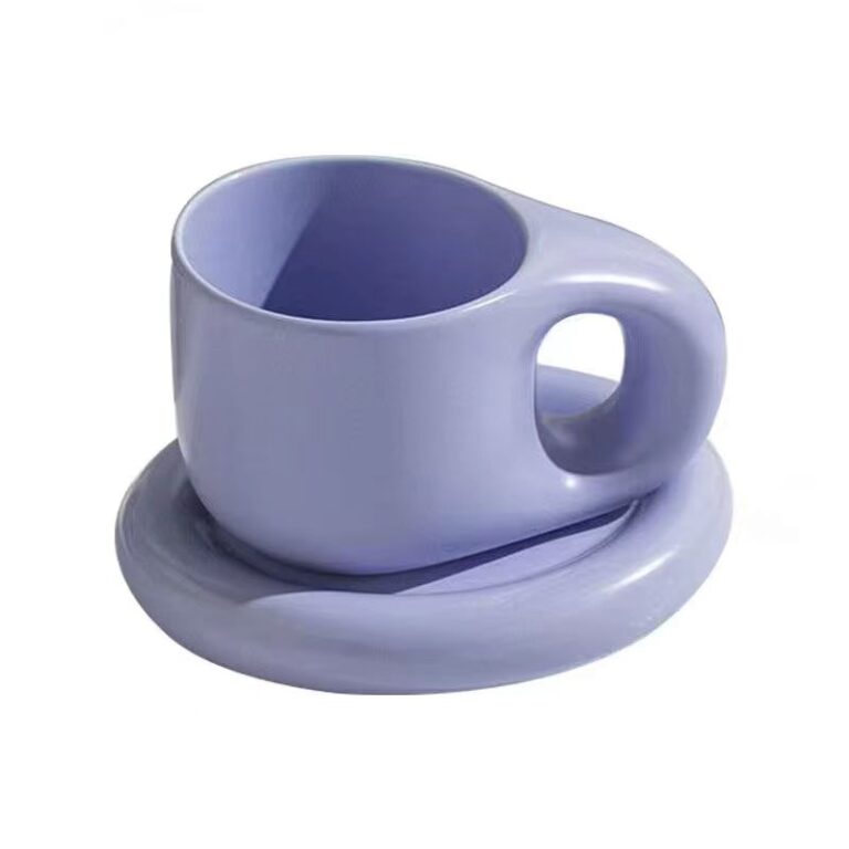 Tasse de poignée épaisse en céramique de style nordique avec soucoupe
