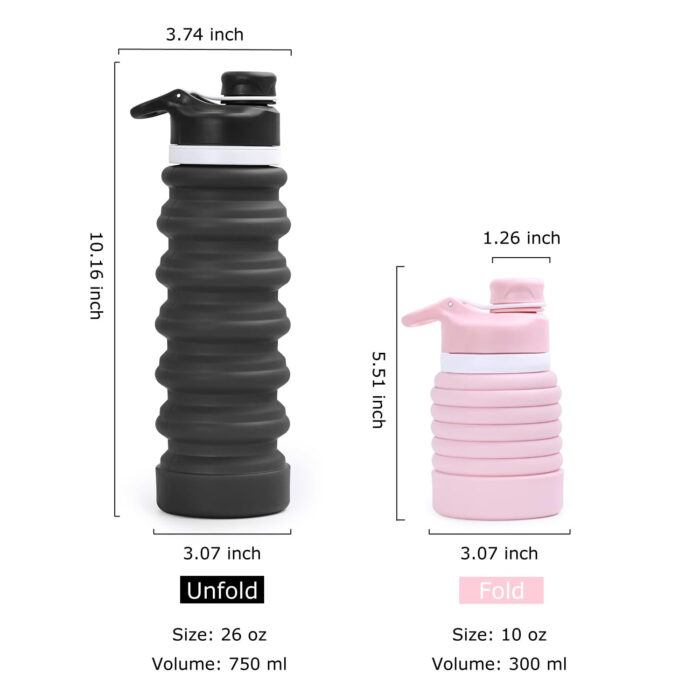 26oz Silicone Foldable Water Bottles