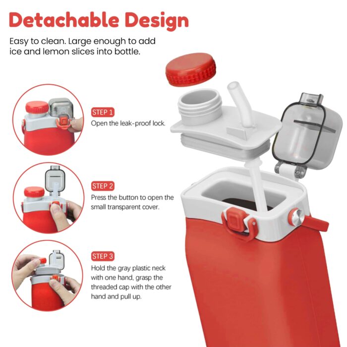 Collapsible Silicone Water Bottle with Handle