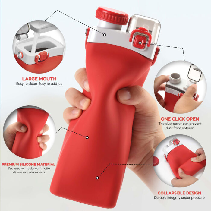 Collapsible Silicone Water Bottle with Handle