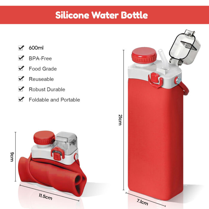Collapsible Silicone Water Bottle with Handle