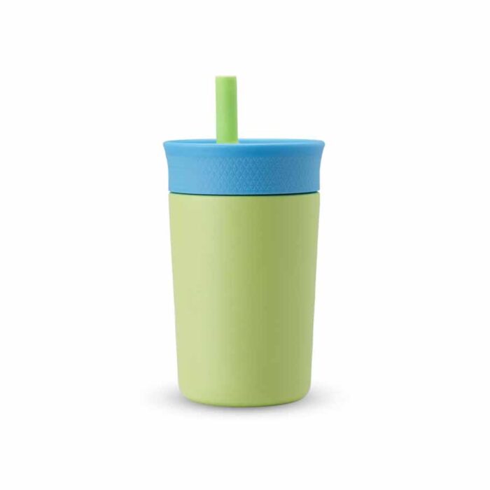 Tumbler with Spill Resistant Flexible Straw
