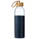 Glass Water Bottle with Silicone Bamboo Lid