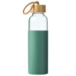 Glass Water Bottle with Silicone Bamboo Lid